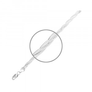 Серебряная цепочка Косичка из 3-х цепей с родированием 1634576