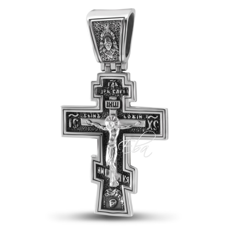 Распятие Христово Молитва Спаси и Сохрани Большой Серебряный крест