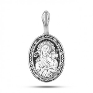 Серебряная нательная икона Тихвинская икона Божией Матери 18274
