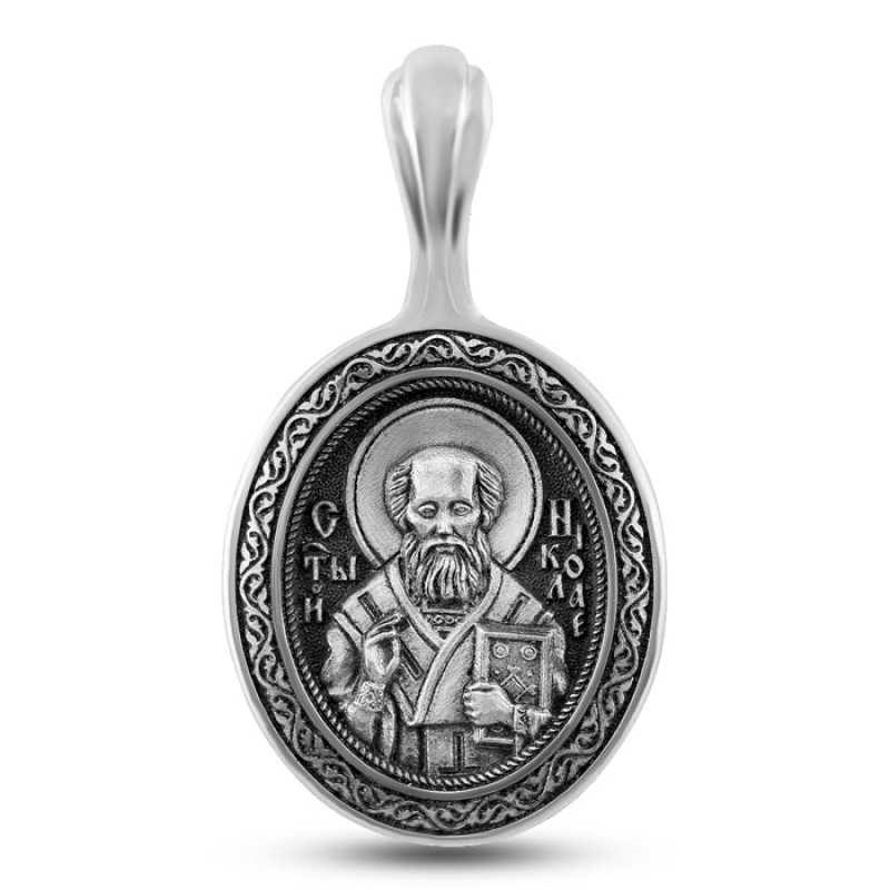 Серебряная подвеска Николай Чудотворец, Казанская икона Божией Матери 18045