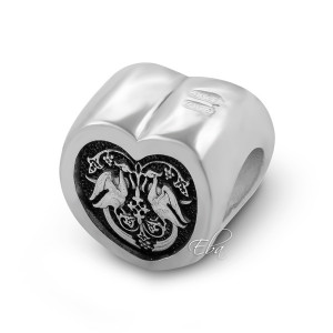 Серебряная бусина сердце 15232
