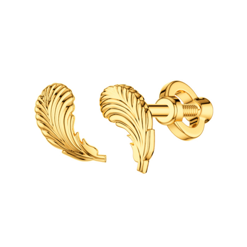 Серьги Перо из серебра с золочением 60016